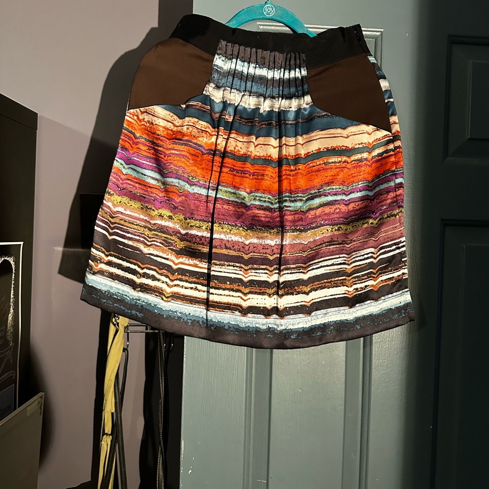 Hype silk Multicolor Striped Mini Skirt with Brown Accents